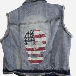 Hot Kiss Denim Vest Skull Patch – Women's Xl